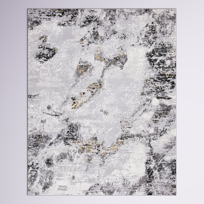 Tapis gris / or / noir Battaglia, Rectangle 6 pi x 9 pi