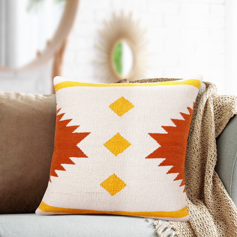 Cotton Geometric Throw Pillow