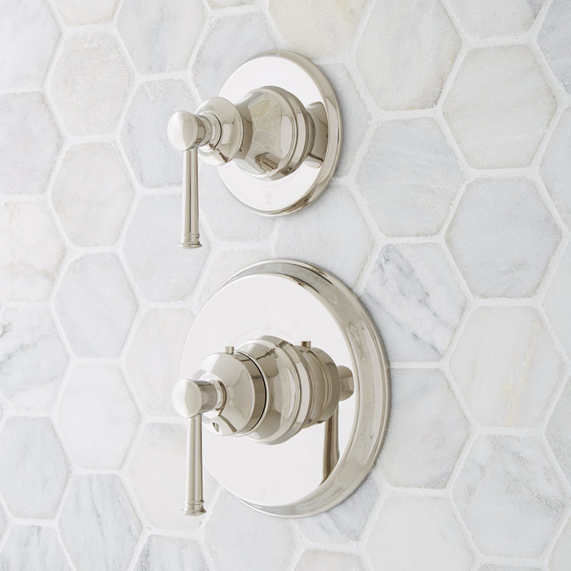 Signature Hardware Beasley Thermostatic Shower Valve with Volume Control Trim & .5" Valves, 0.5", Polished Nickel
