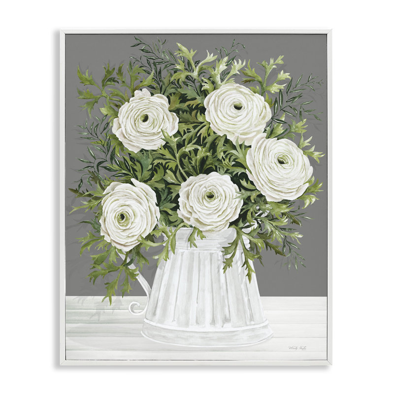 Pivoines dans un art champêtre par Cindy Jacobs bg-131, Estampe numérique encadrée blanc bord de mer, H 30 po x l 24 po