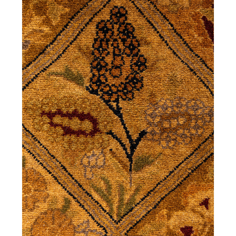 Overdyed Hand-Knotted Wool Modern-Contemporary Gold Runner 2' 7" x 7' 10"