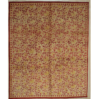 Celia Unique Ivory Hand Knotted Mccreight Wool Transitional All Over Handmade Afghan Wool Area Rug