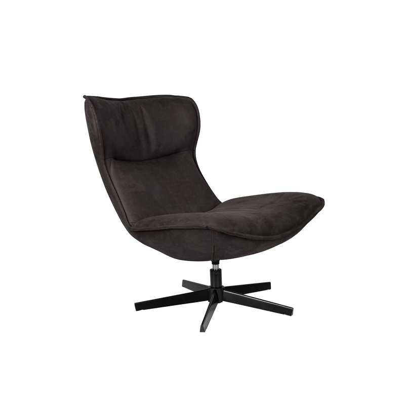 John Swivel Lounge Chair, Black Polyester Blend