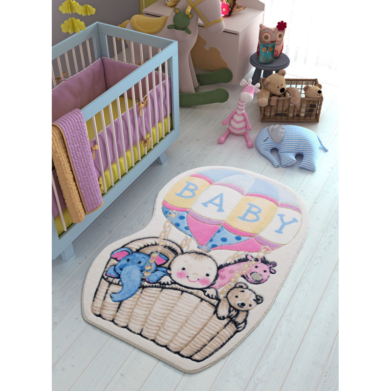 Guernon White/Pink/Blue Rug, Rectangle 133 x 190cm