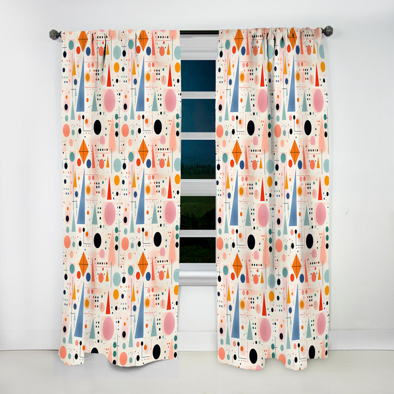 Motif de formes géométriques roses - Rideau en velours moderne - obscurcissant - 1 panneau, L 52 po x L 108 po