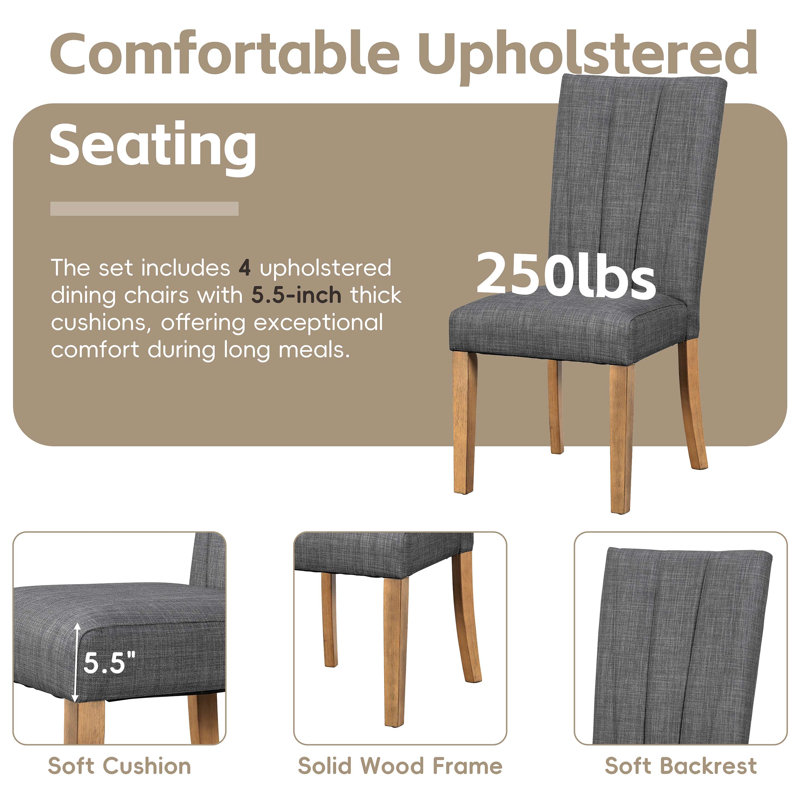 Ensemble de table de salle à manger en bois extensible Farmhouse, Brown, Brown, Gris, Brown