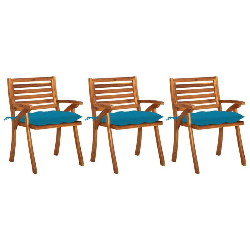 Chaise d'appoint de patio avec coussin en teck Exline, Crème