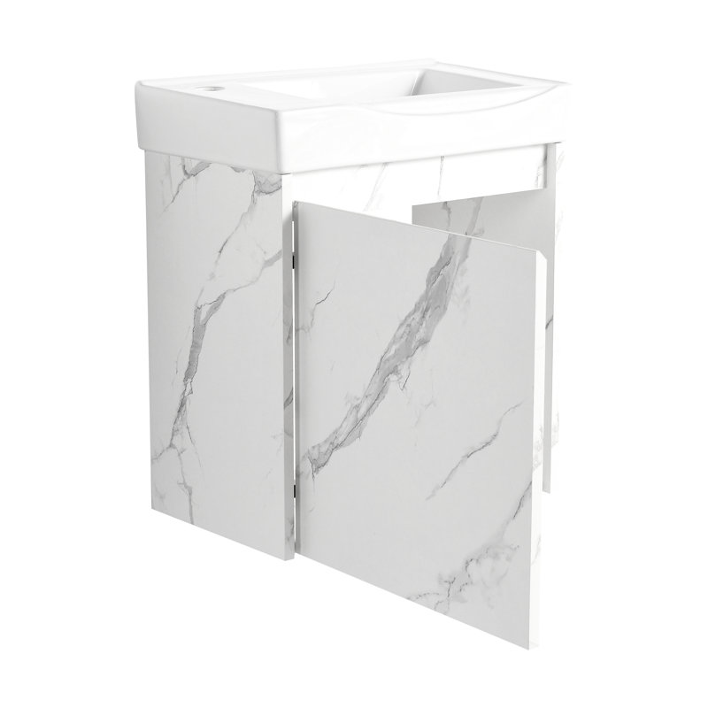 Armoire de salle de bain avec lavabo en céramique pré-percée pour robinet de 20 po