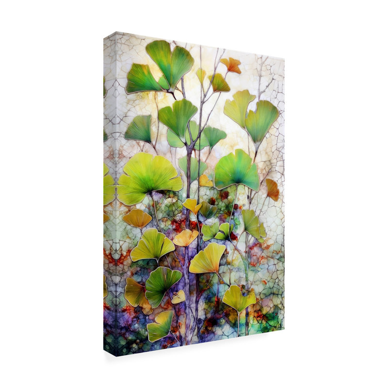 Art sur toile 7, feuilles, H 12 po x l 19 po