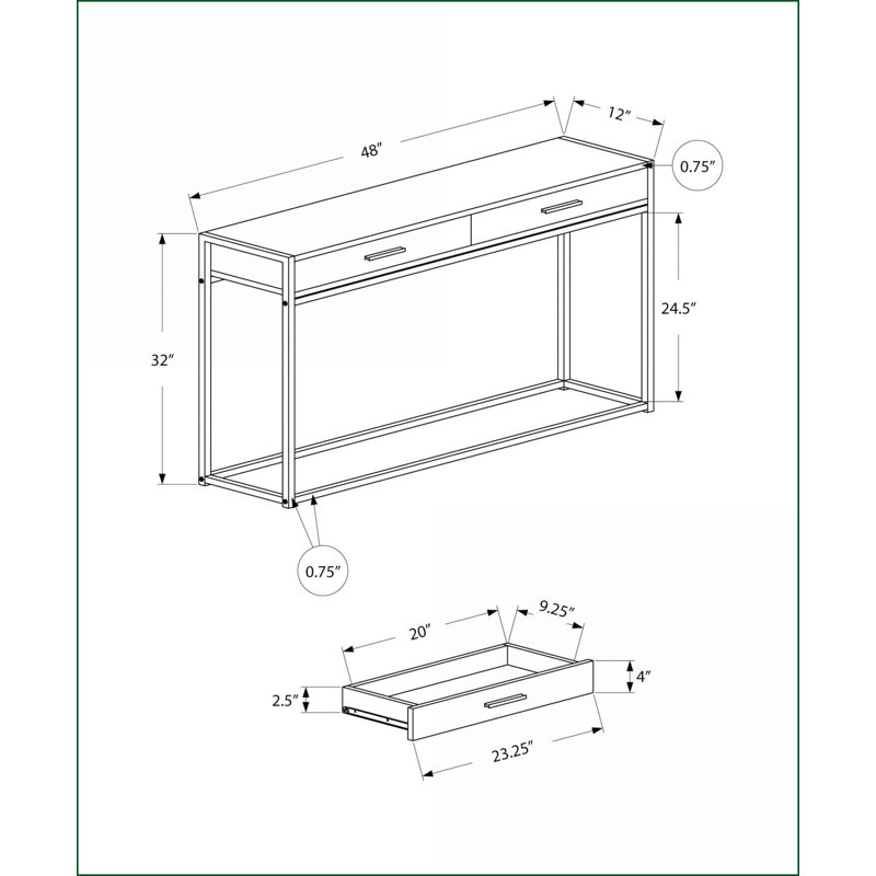 Table basse contemporaine avec 2 tiroirs de rangement, grain de bois gris et amp; Noir pour salon, Bois gris