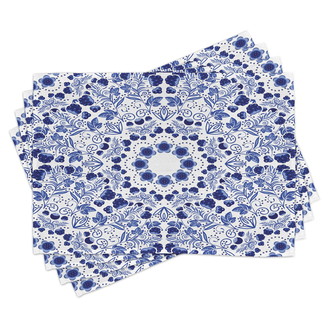 Platzdeckchen 4er Set, Orientalisch Boho, Blau