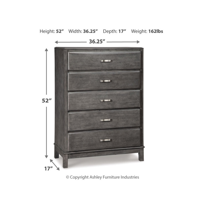 Contemporary Gray 5-Drawer Dresser with Dovetail Construction