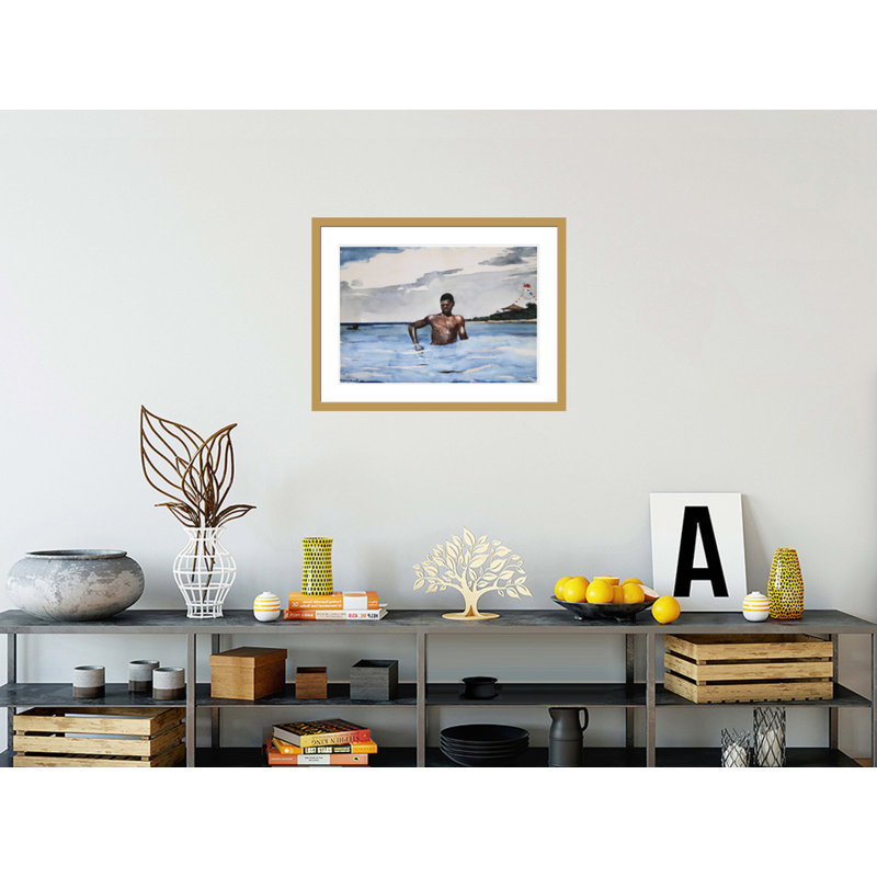 «The Bather» par Winslow Homer, impression giclée sur cadre, H 22,42 po x l 29,5 po