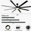 Grand ventilateur de plafond noir de 84 pouces avec télécommande-1383610667