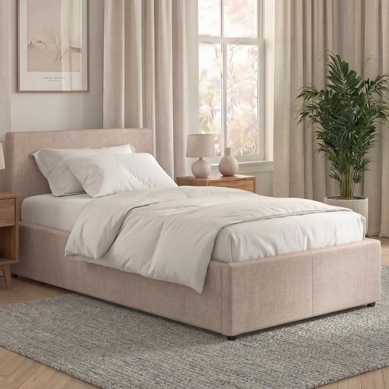 Enya Upholstered Ottoman Bed, UKFR Certified, Double (4'7), Beige