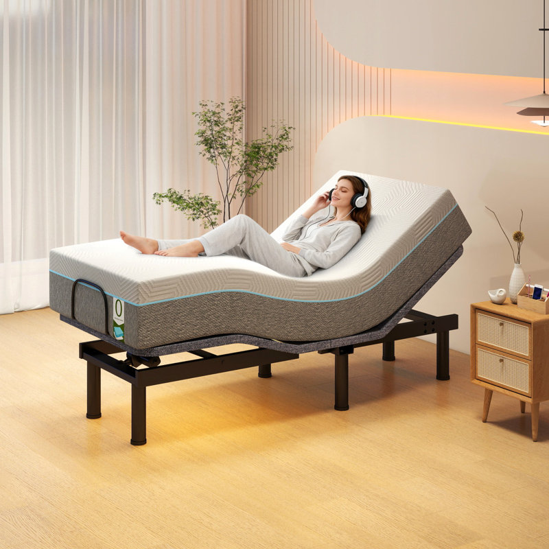 Base de lit réglable avec base de lit réglable et tête de lit électrique avec télécommande sans fil | 0 Gravité | Anti-ronflement | DEL sous le lit | Ports USB