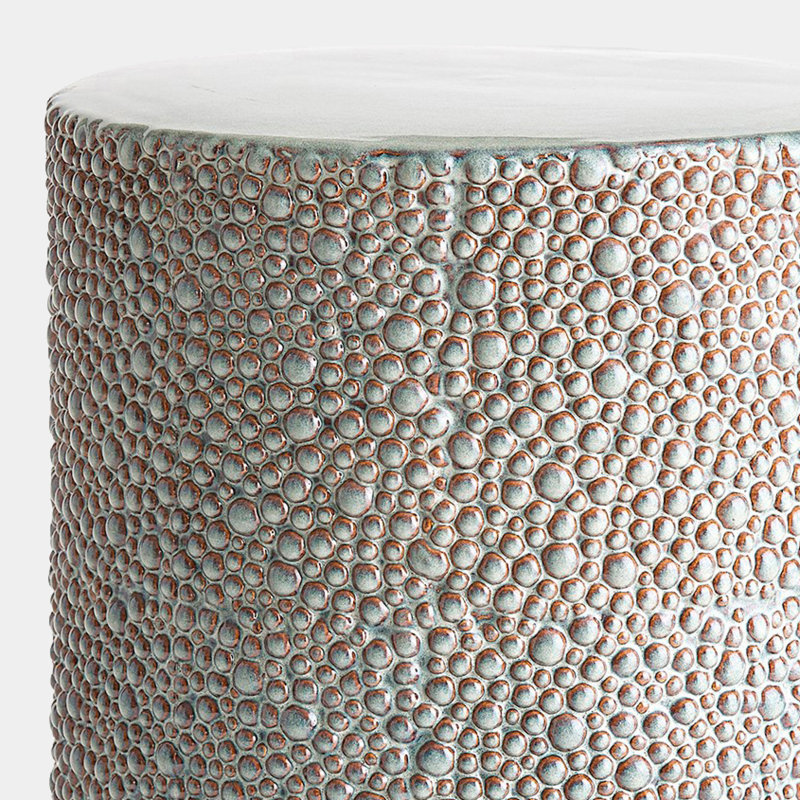 Galet blanc tabouret brillant, Blanc / Gris
