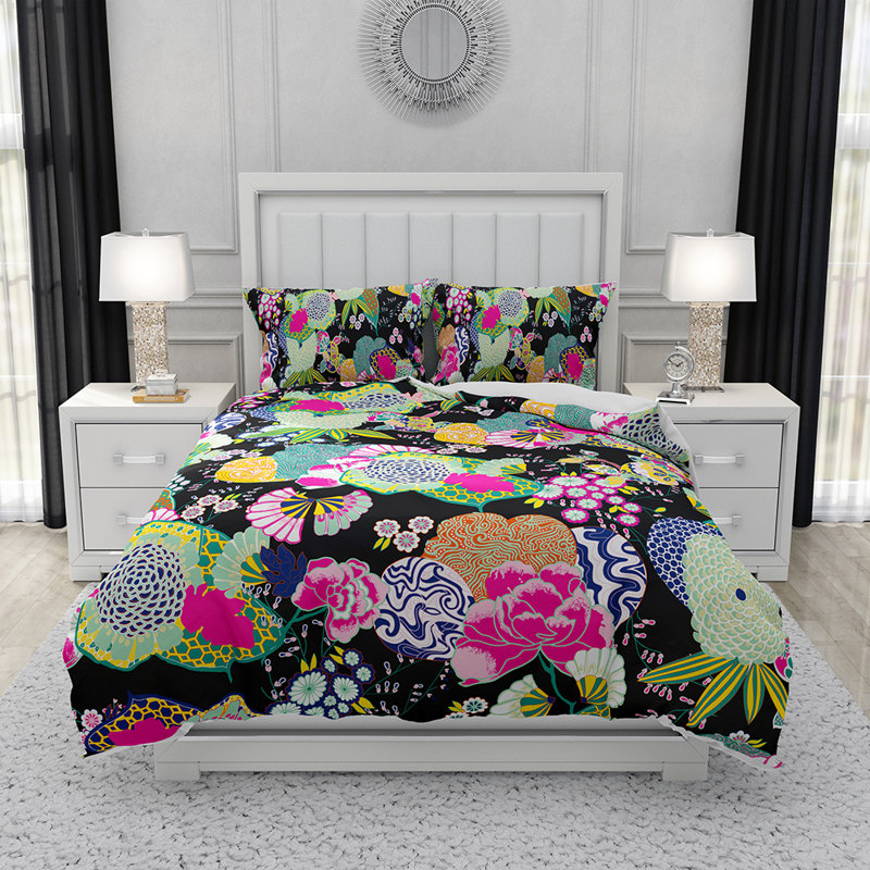 Ensemble de housse de couette et insert 5 pièces en microfibre multicolore, Housse de couette grand + 4 pièces supplémentair