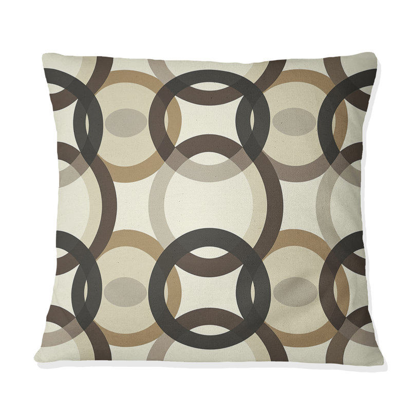 Coussin Mid-Century noir gris rétro, H 16 po x l 16 po