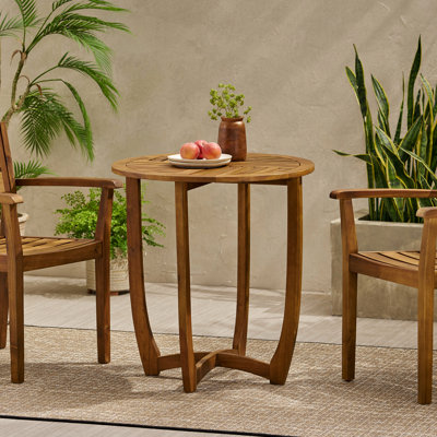 Wood 27.5" Rustic Table - Enhancing Outdoor With Slat Style Panels