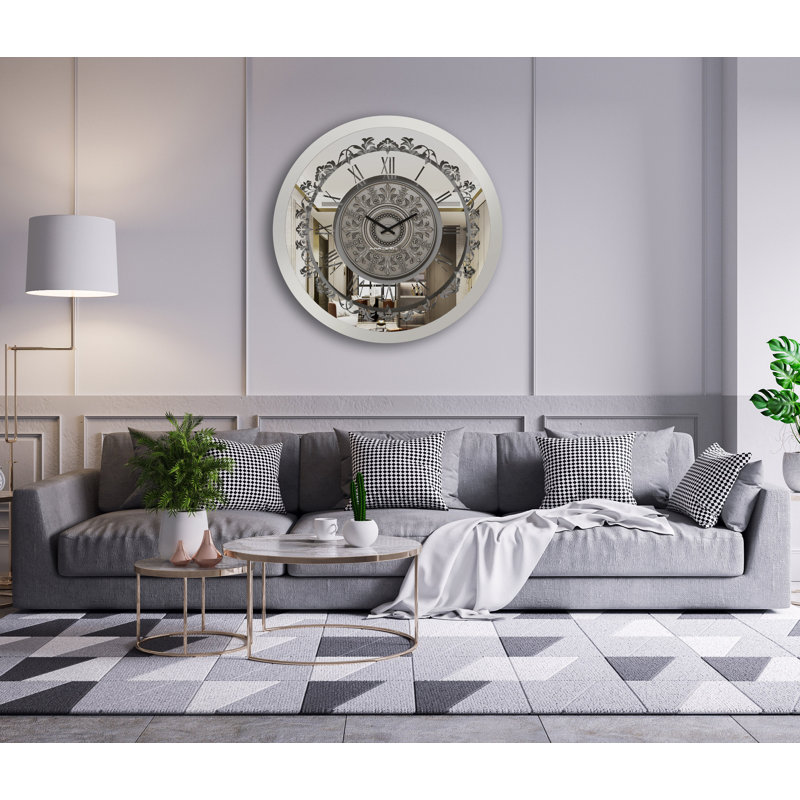 Teasley Wood Wall Clock, Silver