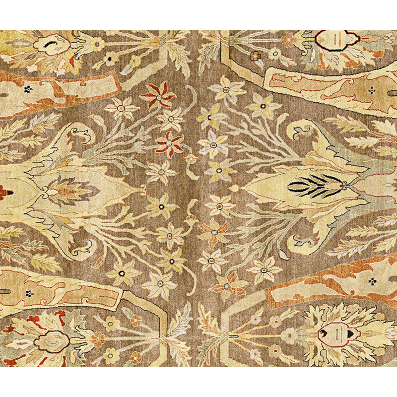 Hand Knotted Area Rug in Brown And Ivory