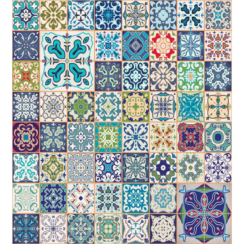 Eclectic Geometric Shapes Duvet Cover, Queen Duvet Cover + 2 Standard Shams