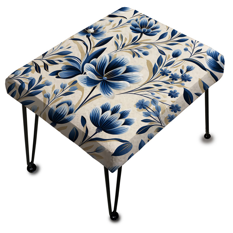 Repose-pieds rectangulaire bleu et blanc I