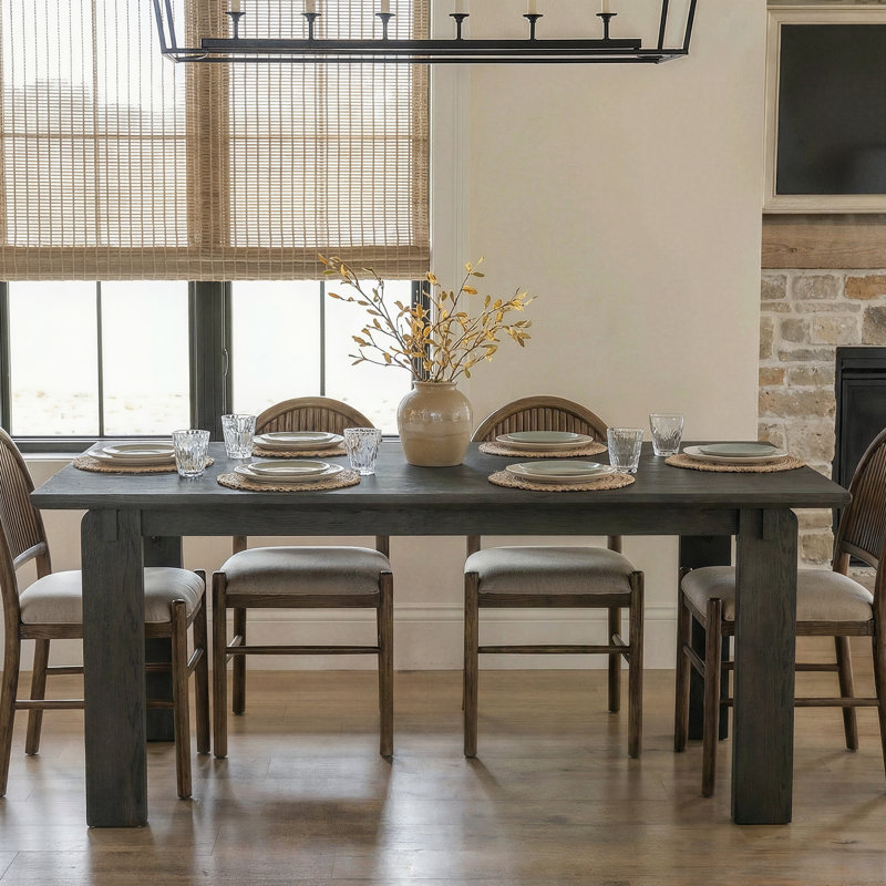 Aadi 84" 100% Solid Pine Wood Dining Table In Black Walnut Finish