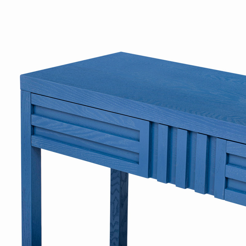 2-Drawers Storage Chest with Open Shelves, Navy Blue