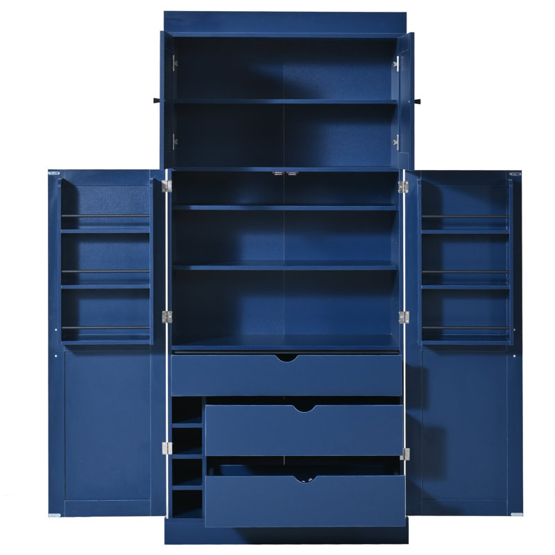 Garde-manger comprenant 2 armoires avec tablettes réglables, Blue