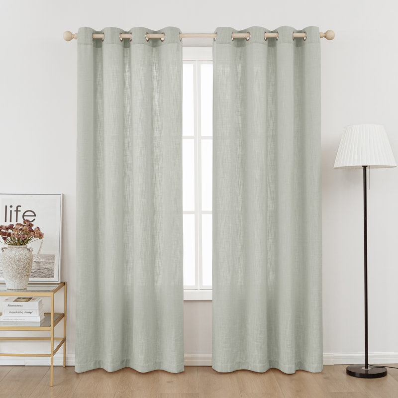 Kambi Linen Blend Semi-Sheer Curtain Panel Pair, Foggy Gray, 52" W x 84" L