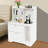 27.5" Tall Modern White Nightstand with Lockable Drawer, 2-Drawer Bedside Table with Open Display Shelves & Guardrail