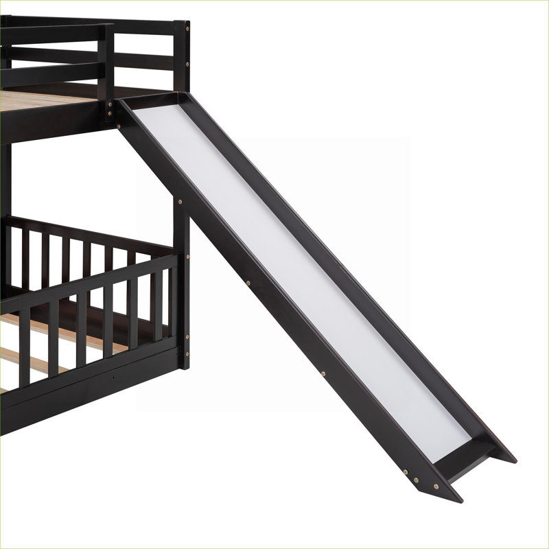 Lit superposé simple au-dessus de lit simple avec glissière convertible et échelle pour chambre à coucher