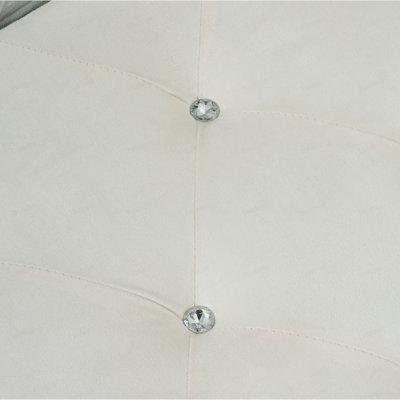 Soft Velvet Storage Bench with Crystal Buttons and 1 Pillow, for Bedroom and Living Room