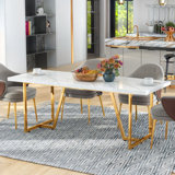 Kendrik 82.67'' L x 31.5'' W Dining Table with Rectangular Faux Marble Tabletop for 6-8 People