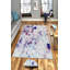 Tapis abstrait en polyester tissé à plat blanc / mauve Asruddin-130513595