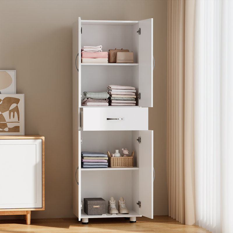 Garage Storage Cabinet With Doors And Drawer, White