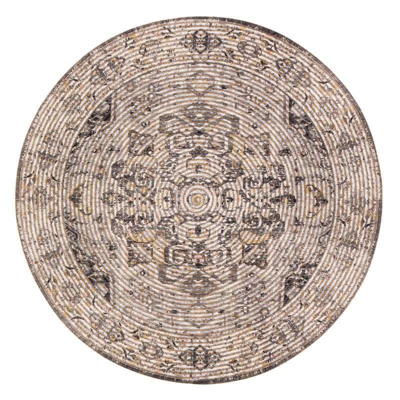 Evansville Flatweave Oriental Indoor Rug, Round 4' 