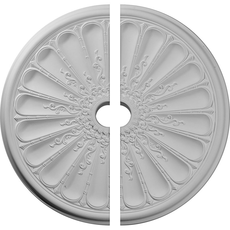 Endurathane Kirke Ceiling Medallion, 31 1/2"OD x 3 5/8"ID x 1 1/2"P (Fits Canopies up to 3 5/8"), Two Piece, Factory Primed