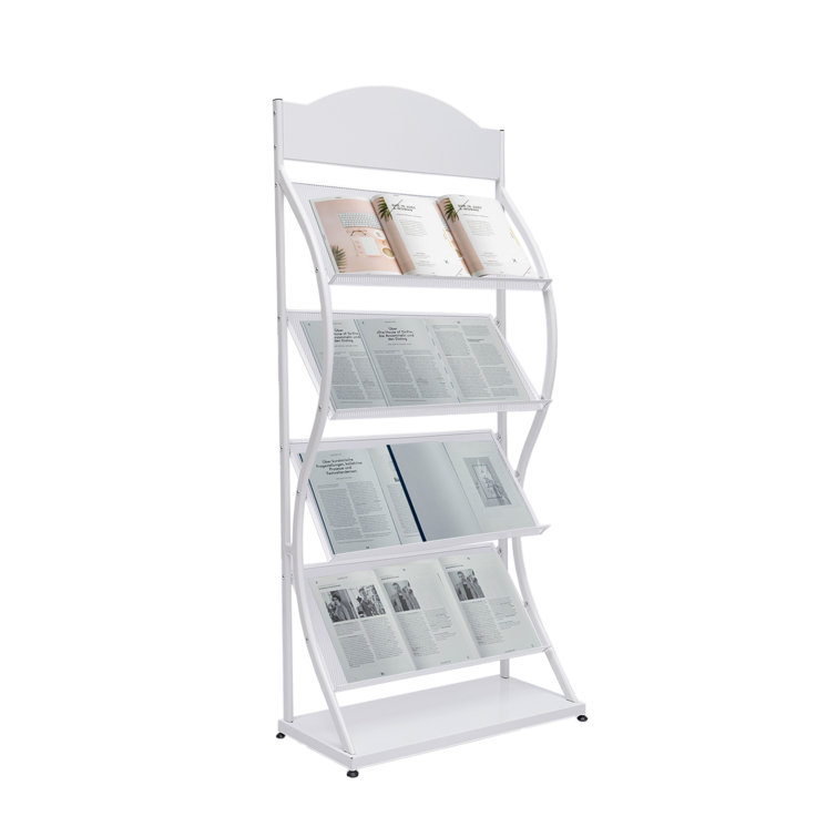 Pamphlets Display Stand with Wheels Display Rack Floor-Standing Magazine  Holder