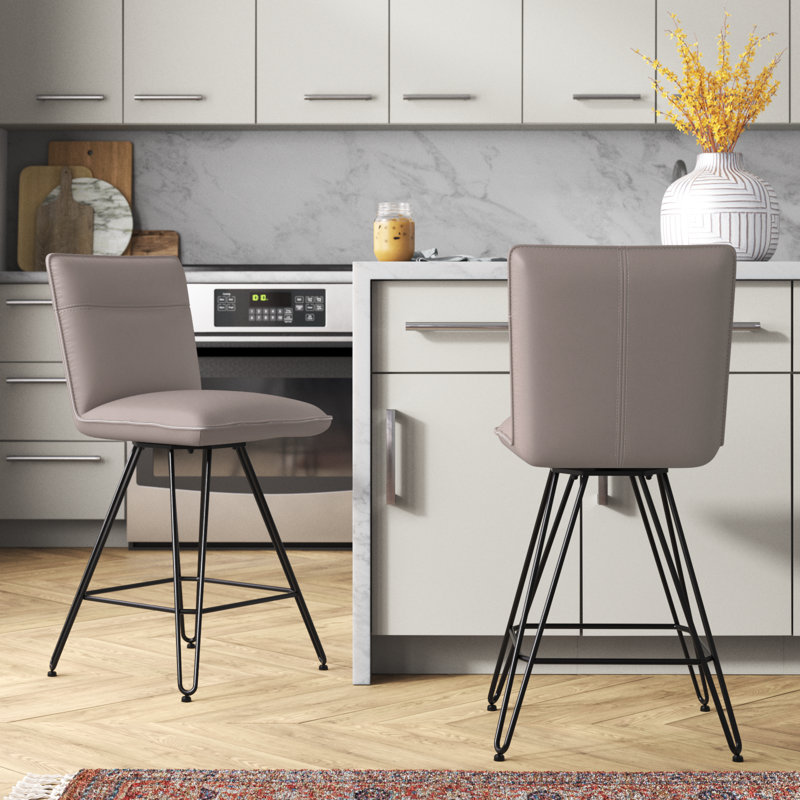 Vangorder Swivel Upholstered Counter Stool with Metal Frame, Counter Stool (24" Seat Height), Taupe