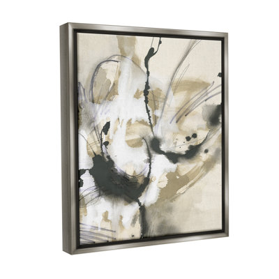 «Fluid Black and Beige Abstract» par June Erica Vess, reproduction sur toile flottante