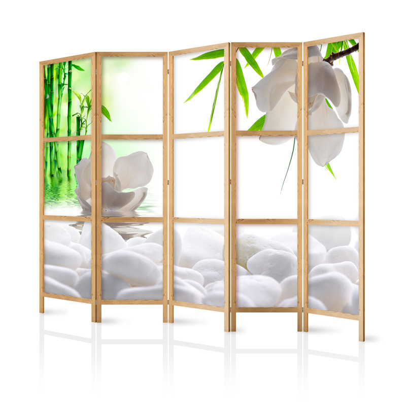 225cm W x 171cm H 5 - Panel Solid Wood Folding Room Divider