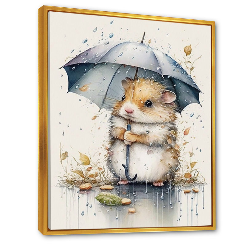Parasol Hamster Rainy Day, H 32 po x l 16 po x P 1 po, Cadre flottant doré