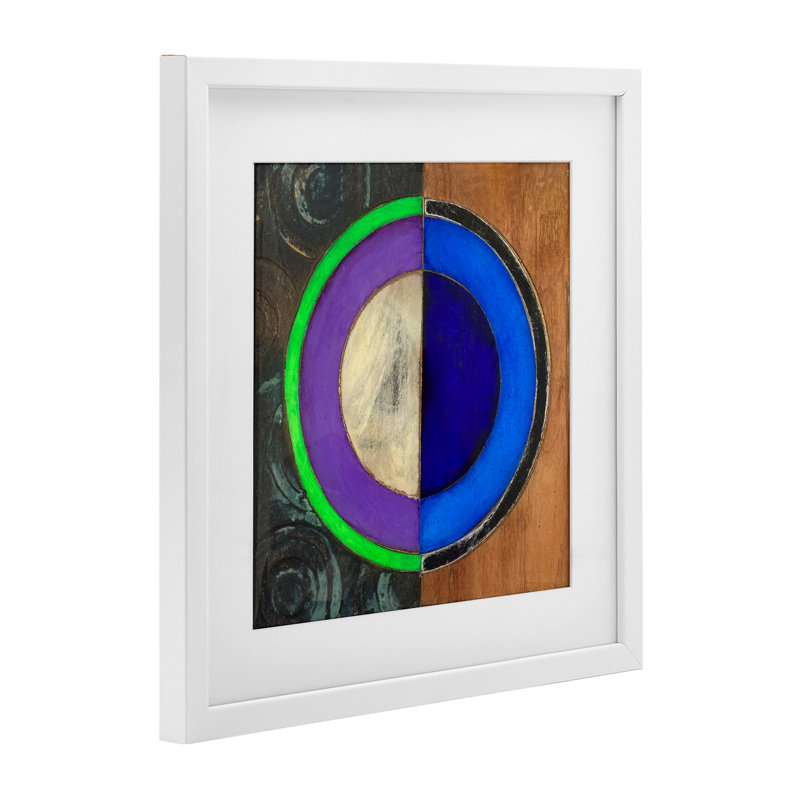 «Rustic Circular Balance», impression par Matthew Finger, Cadre blanc côtier, H 13 po x l 13 po