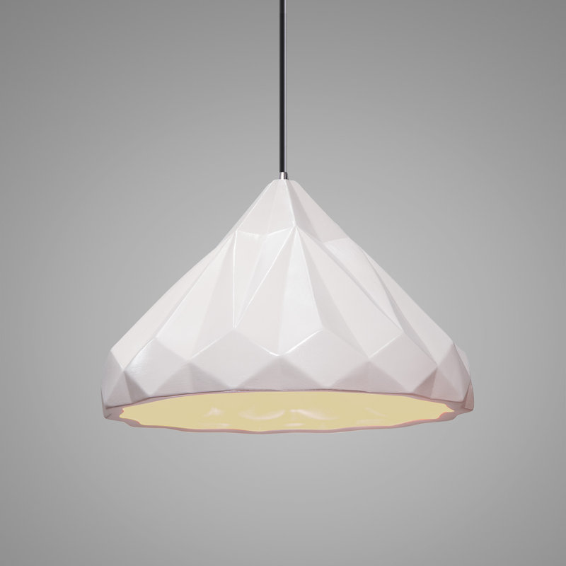 Luminaire suspendu géométrique 1 lumière Cattier, Chrome poli, Blanc mat