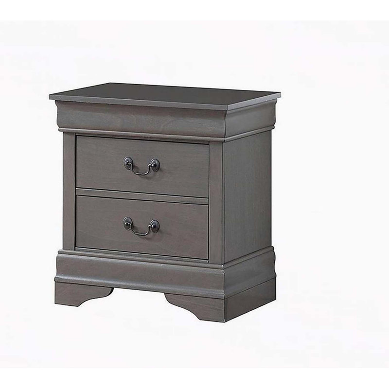 1pc Table de chevet grise Louis Philippe, Gris