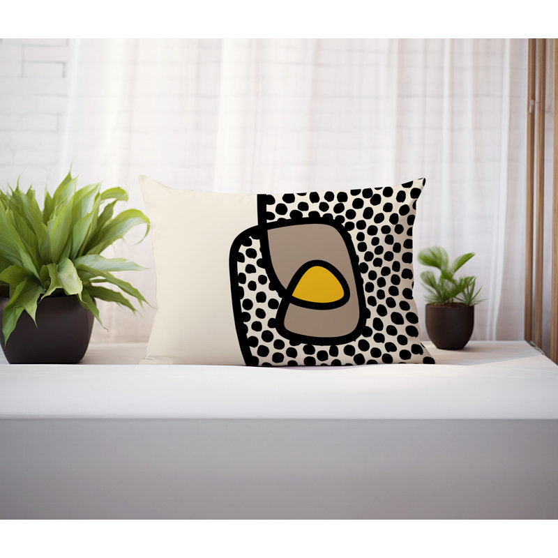 Coussin lombaire réversible intérieur / extérieur Jai Abstract, H 14 po x l 20 po, Jaune