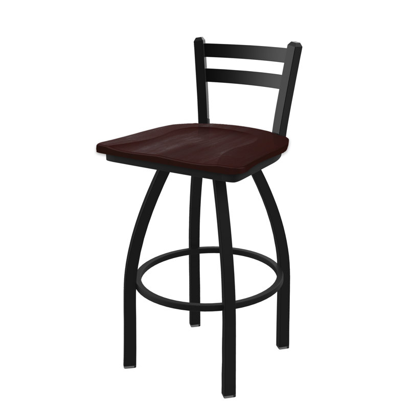 Tabouret de bar et de comptoir 411 Jackie, Nickel anodisé, Bois - Érable cerisier foncé